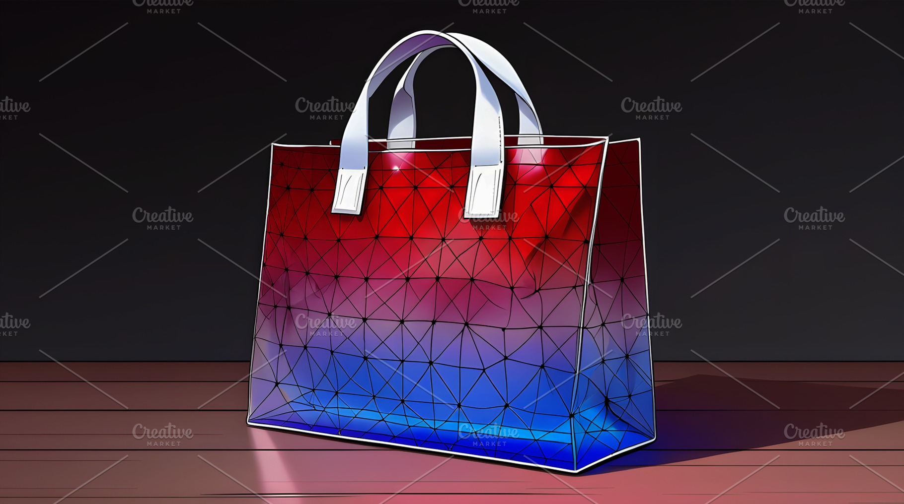 Red and Blue Geometric Tote Bag on W, a Beauty & Fashion Photo by Stock Shape