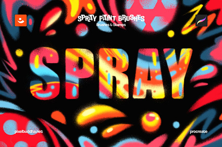 Spray Paint Procreate Brushes, a Brush Add-On by pixelbuddha.net
