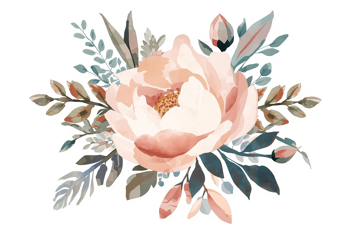 Watercolor Peony Floral Clipart Bund, a Graphic by Creativeshirt (Photo 9 of 15)