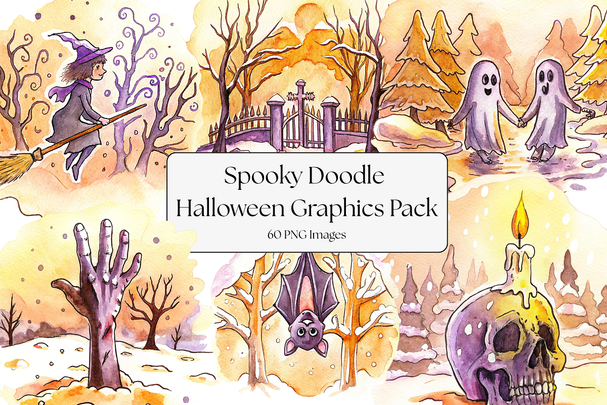 Spooky Doodle Halloween Graphics Pac, a Seasonal Illustration by BiancaXavier (Photo 1 of 9)