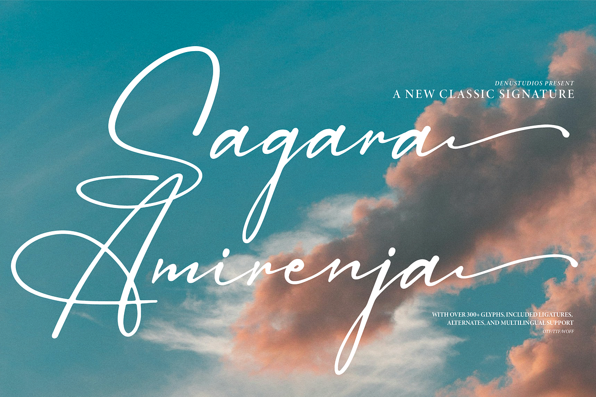 Sagara Amirenja | Classic Signature, a Script Font by Denustudios (Photo 1 of 12)