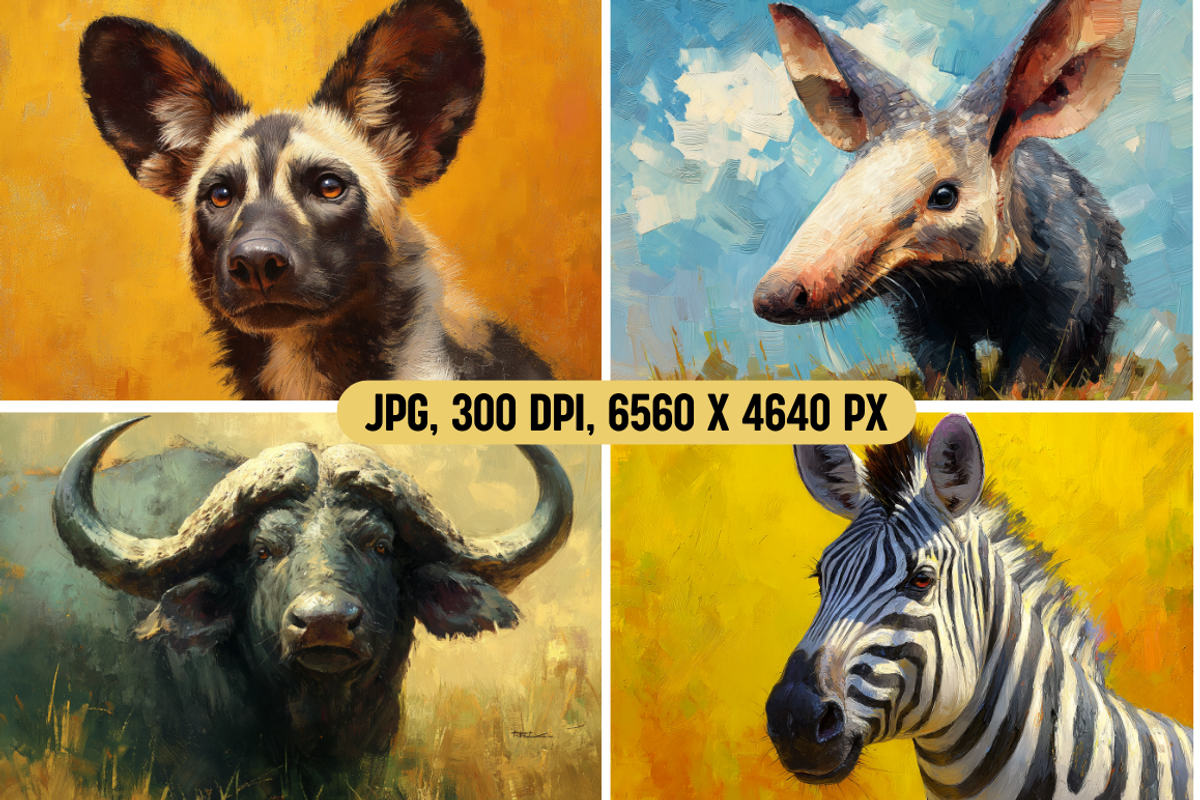 Painterly African Animal Portraits, an Animal Illustration by PrintHaven Designs (Photo 8 of 11)