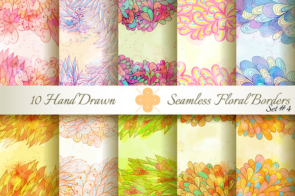 10 Floral Seamless Borders. Set4