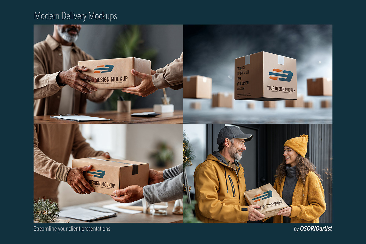 Modern Delivery Mockups, a Packaging Mockup by OSORIOartist (Photo 4 of 4)