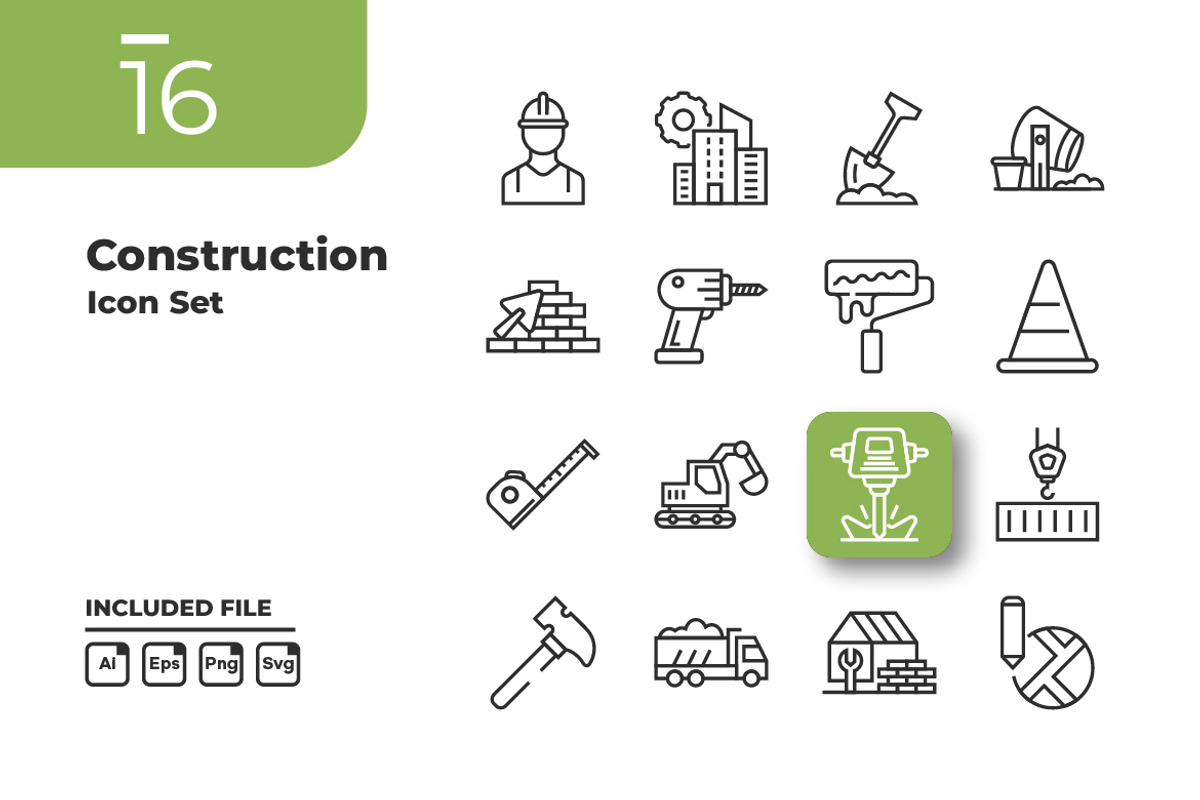 Construction Outline Icons Set, an Outline Icon by yuanesei