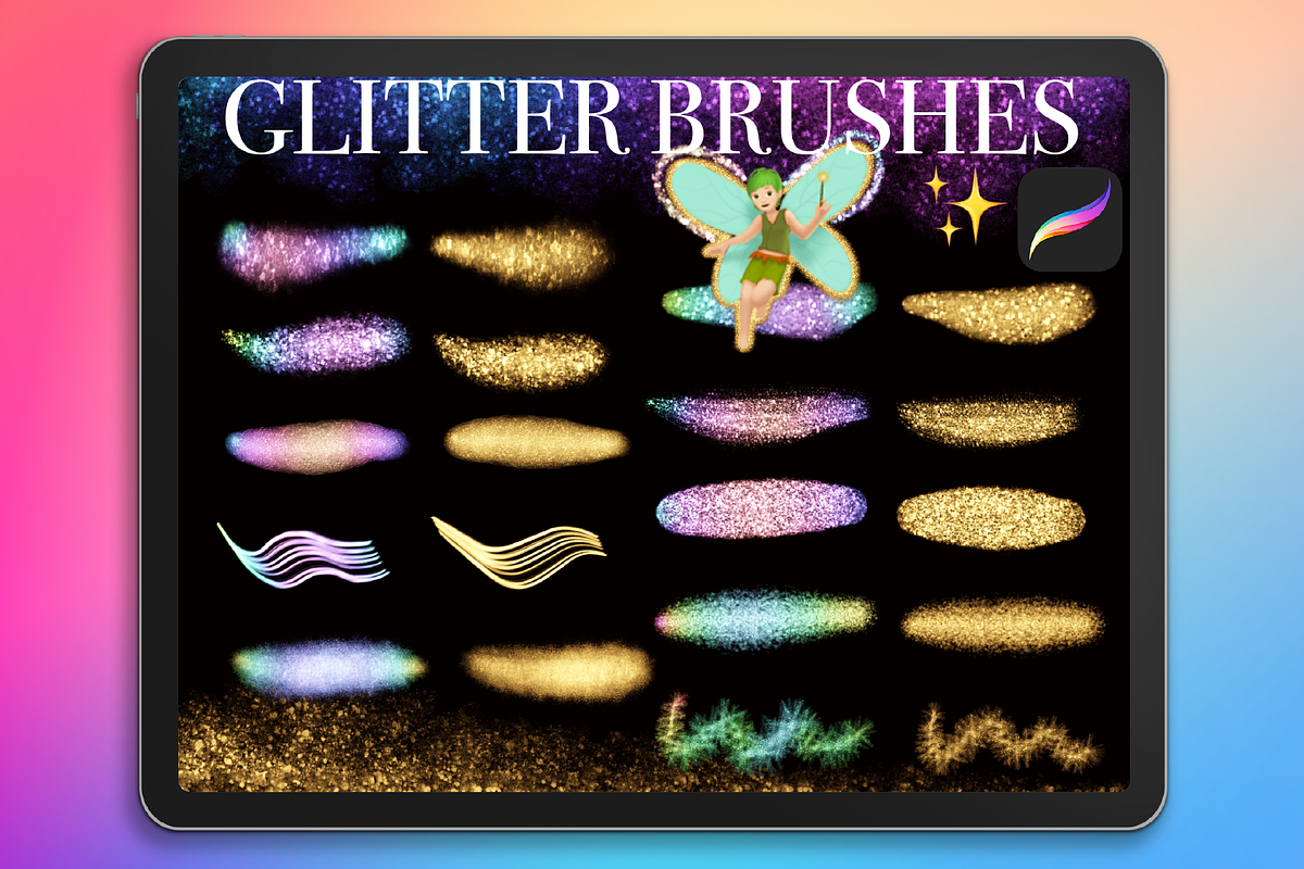 Procreate 24 Pretty Glitter Brushes, a Brush Add-On by Fashion Workshop Bkk (Photo 1 of 8)