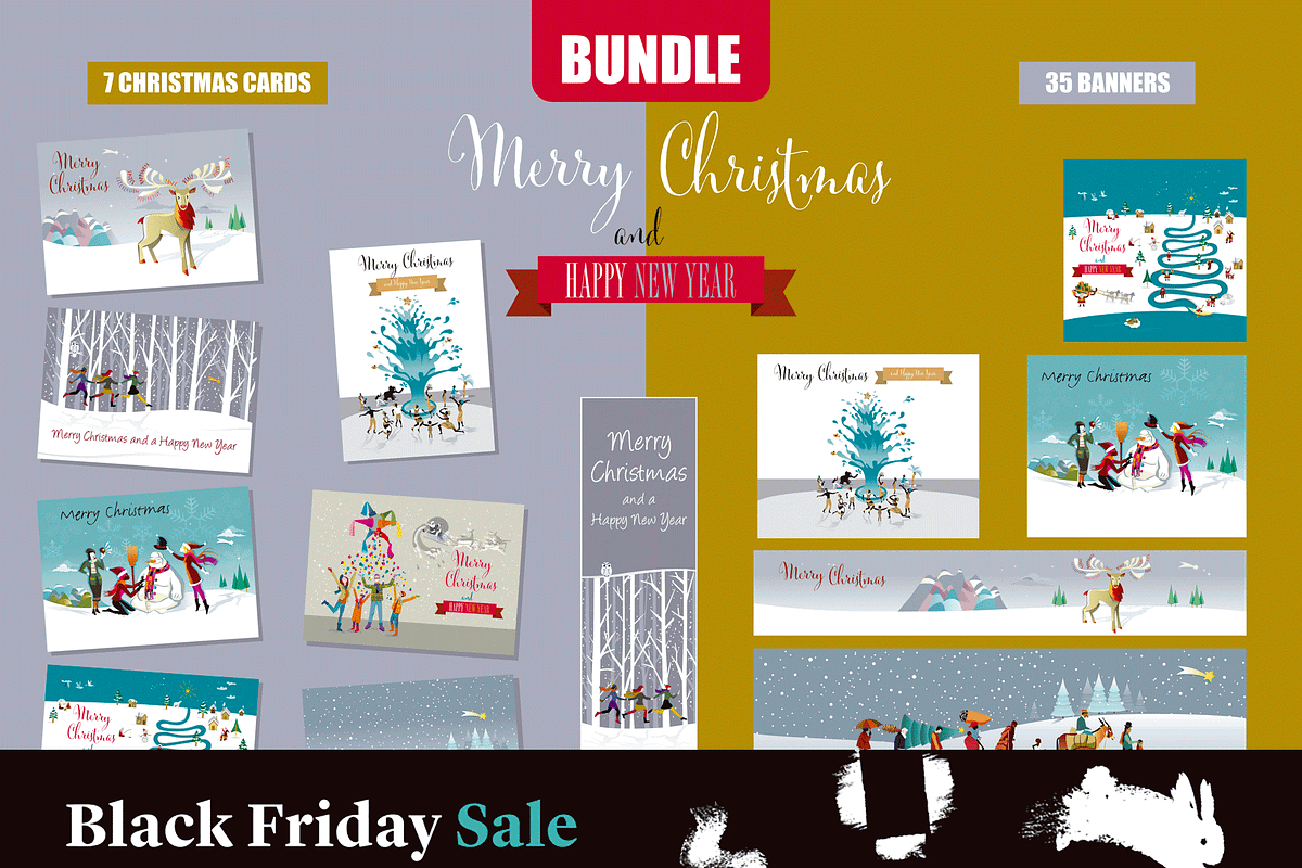 Christmas Cards and Banners Bundle, a Seasonal Illustration by ÁRTICA (Photo 18 of 19)