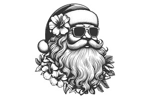 Hawaiian Santa Claus Sunglasses And