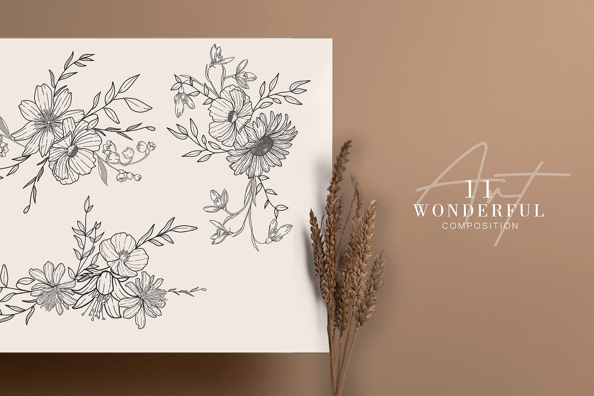 123 Floral Line Art Elegant Botanic, a Graphic by Luiz da Rolt Grathwohl (Photo 6 of 8)