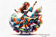 Mexican ballerinas Clipart Set, a Person Illustration by ThatsDesignArt (Thumbnail 6 of 10)