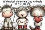 Whimsical Valentine Day Animals PNG, an Illustration by CraftArtStudio (Thumbnail 1 of 6)