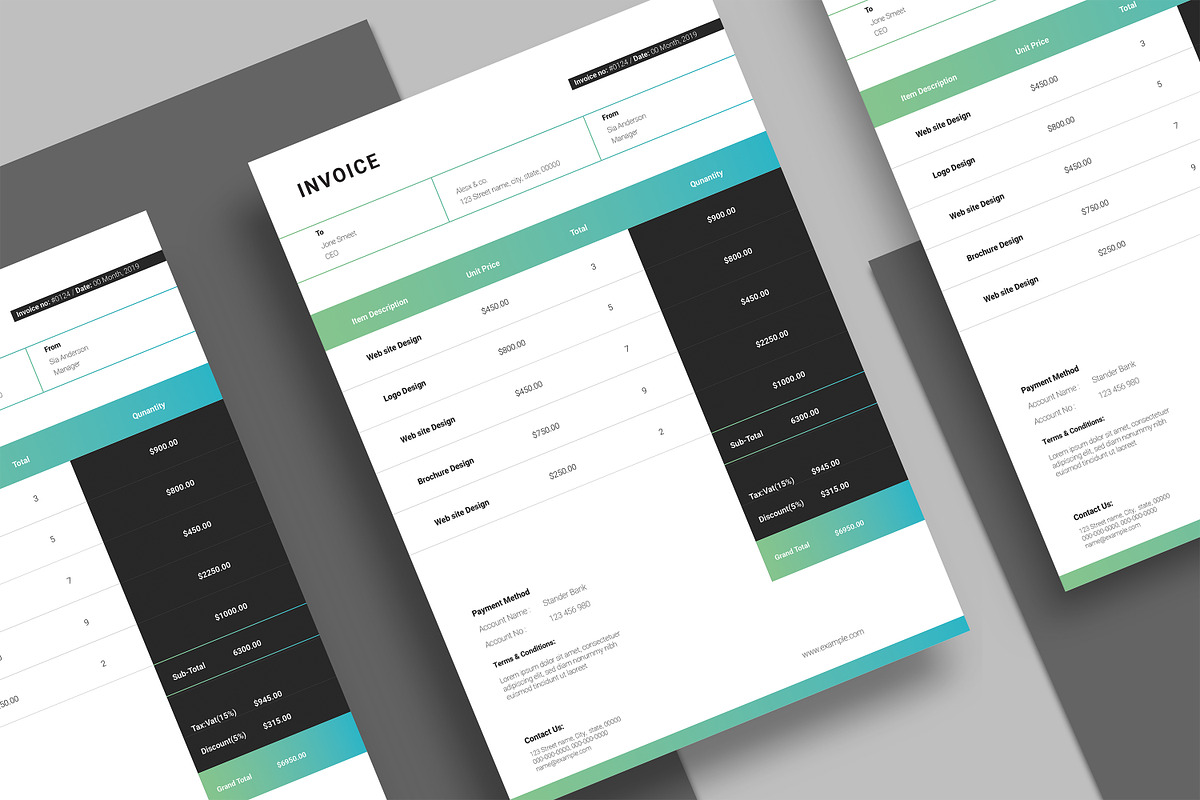 Minimal Invoice Template, a Stationery Template by crazyOWL