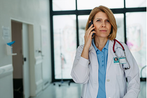 Portrait of female doctor standing, a Health & Medical Photo by HalfPoint