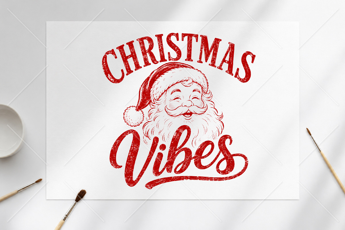 Vintage Santa Christmas Vibes PNG, a Seasonal Illustration by Canvas Craft (Photo 6 of 6)