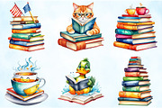 Cartoonish Reading Books Clipart, an Illustration by Craft Nest (Thumbnail 3 of 4)