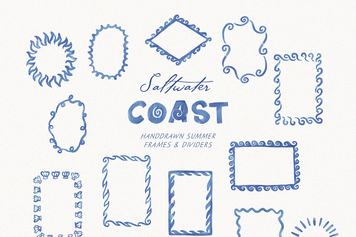 Salwater Coast Blue Icons & Frames, an Illustration by SunnyAfternoons (Photo 7 of 10)