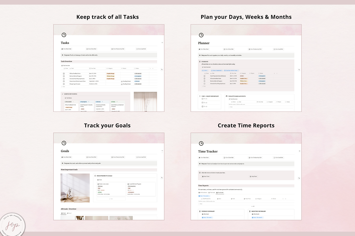 Notion PLR Template Freelancer Dash, a Templates & Theme by Julia On Purpose (Photo 6 of 10)