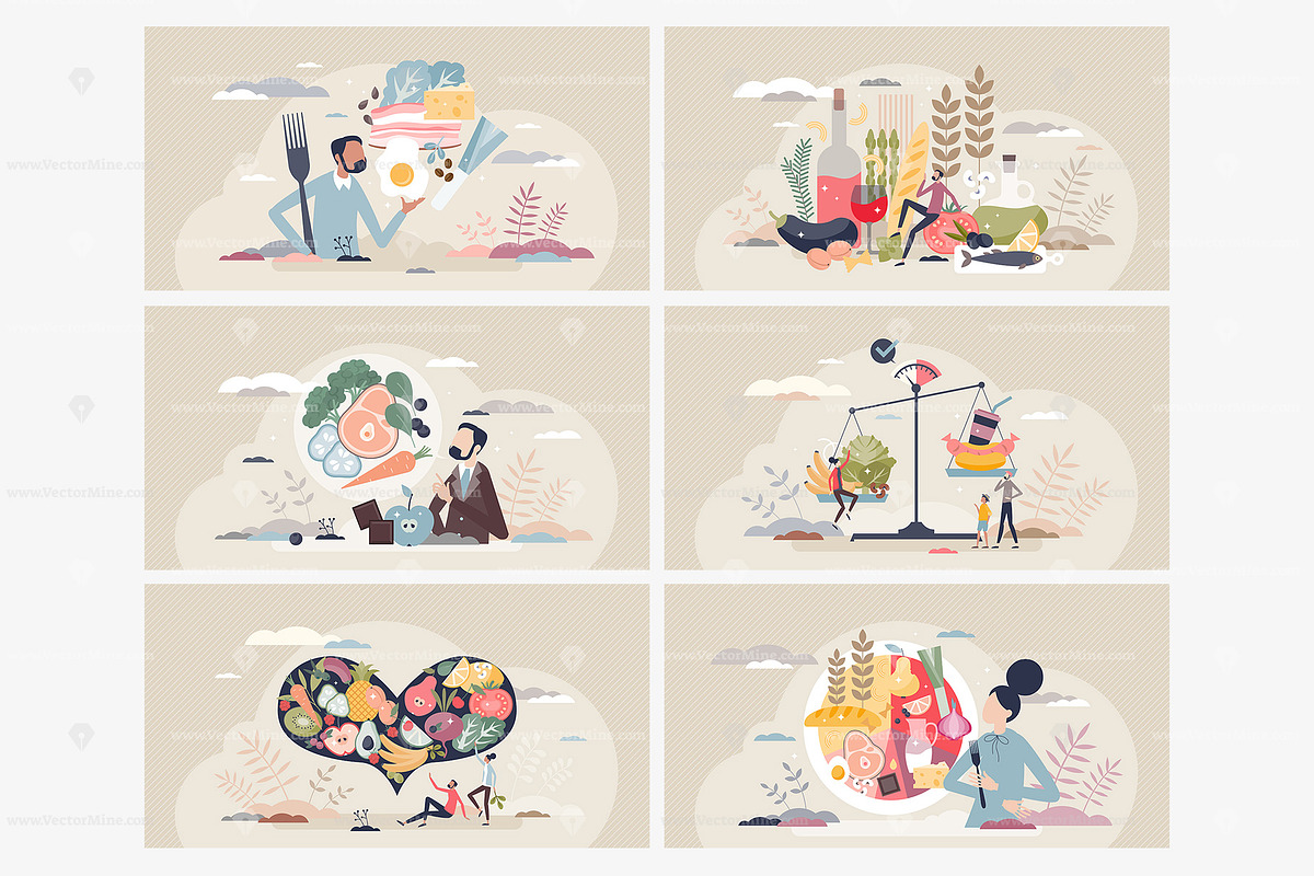 18 Nutrition Concepts V1, a Food Illustration by VectorMine (Photo 2 of 8)
