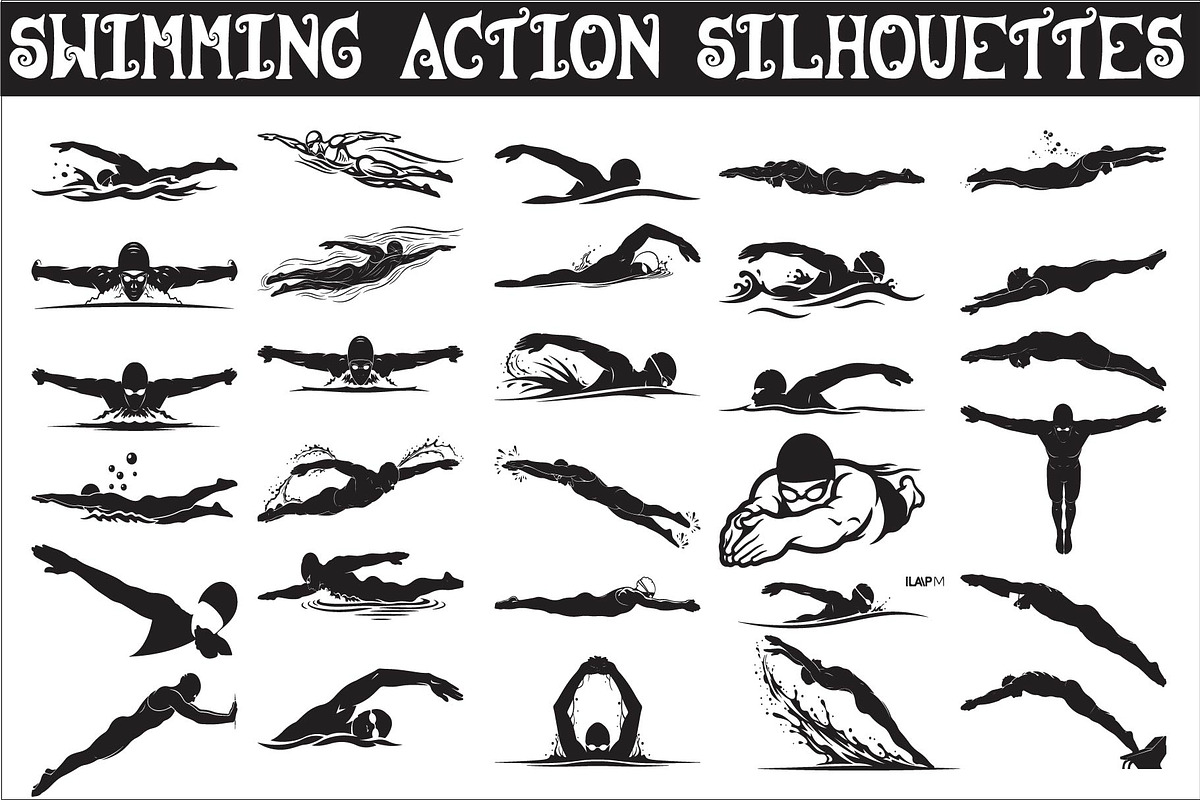 A dynamic Swimming Action Silhouette, an Illustration by Amazin_art (Photo 1 of 31)