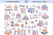 Winter Bookish Clipart, a Seasonal Illustration by JulzaArt (Thumbnail 2 of 7)