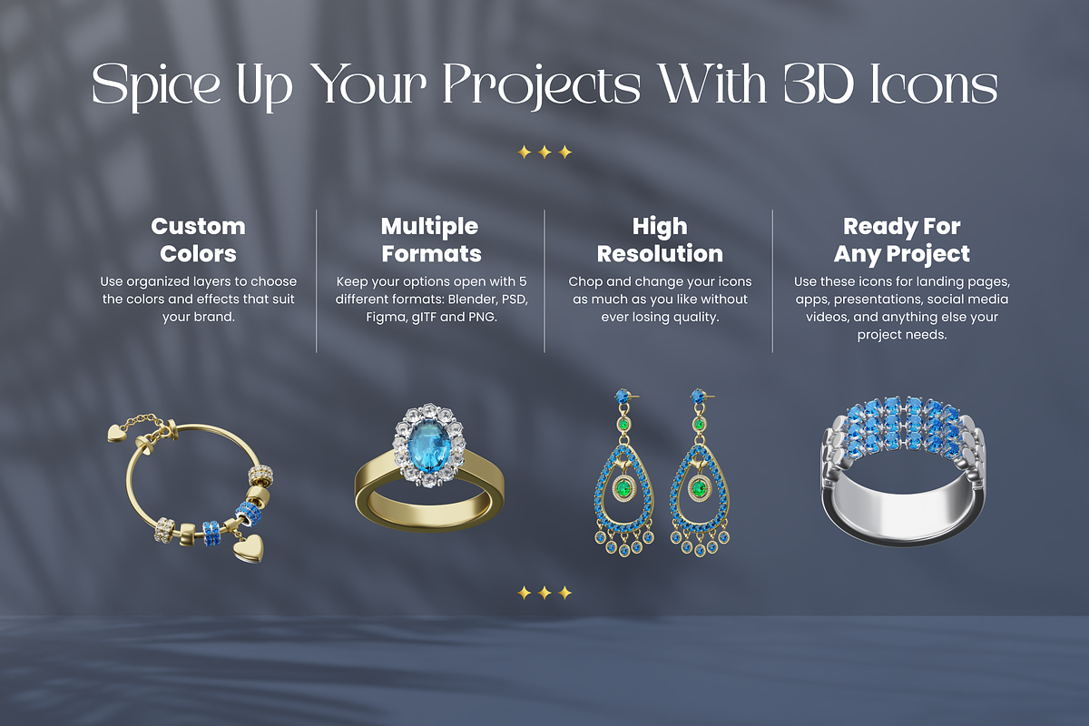 3D Jewelry Icon Set, an Object 3D Model by Flat Icons (Photo 5 of 8)