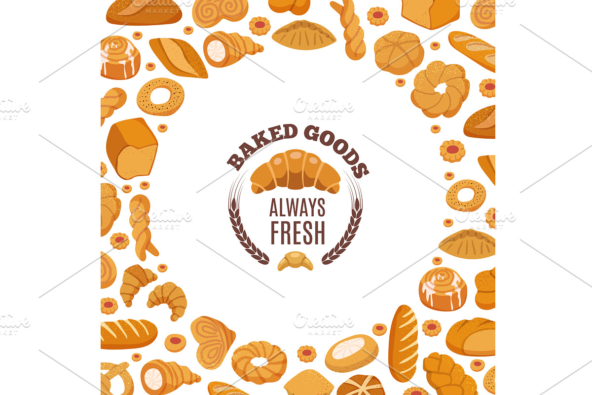 Bakery. circle background shape with, a Food Illustration by Onyx