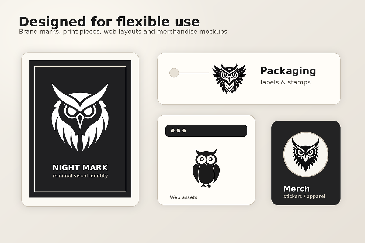 Night Mark: 23 Minimal Owl Vectors, an Animal Illustration by AvalgaCollectiblesan (Photo 4 of 4)