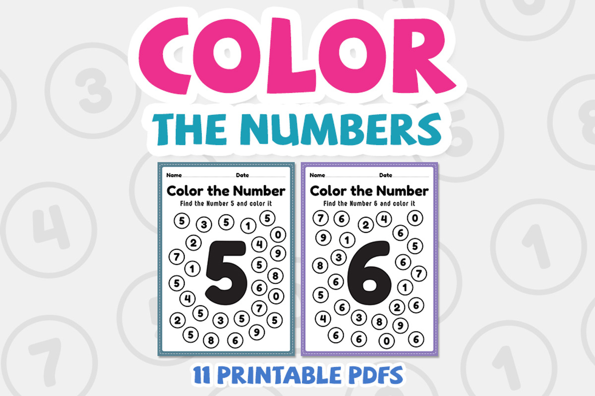 Coloring numbers, 1 to 10 math, an Education Illustration by TukTuk Design (Photo 3 of 7)