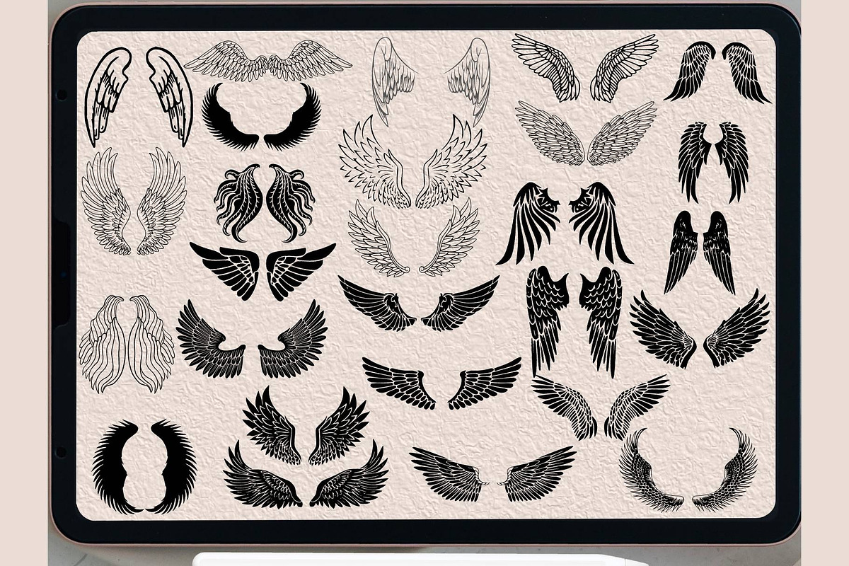 Angel Wings brush stamp PROCREATE, a Brush Add-On by TaKong Magics (Photo 3 of 4)