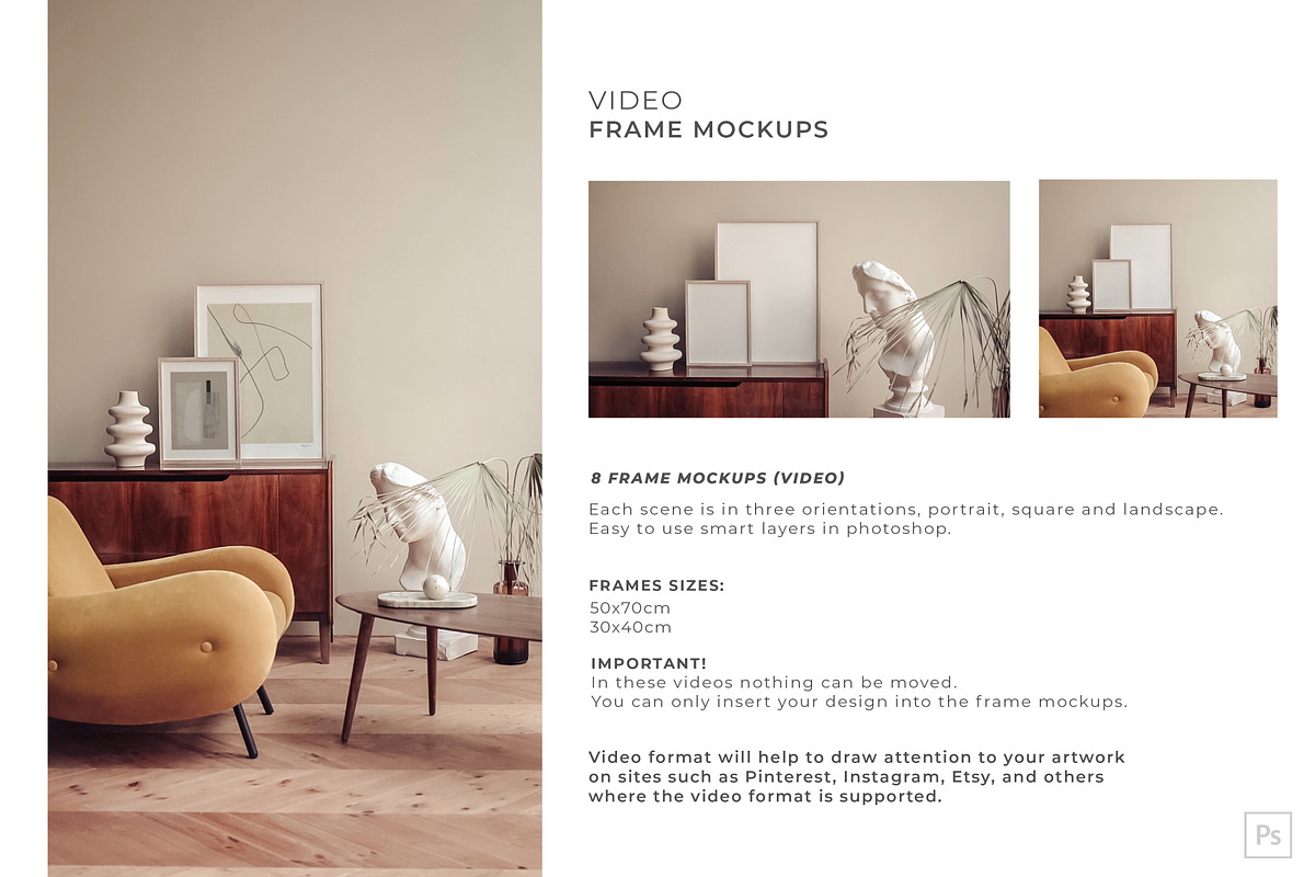 Video&Photo Frame mockups. Interior, a Print Template by Una Matison (Photo 15 of 22)