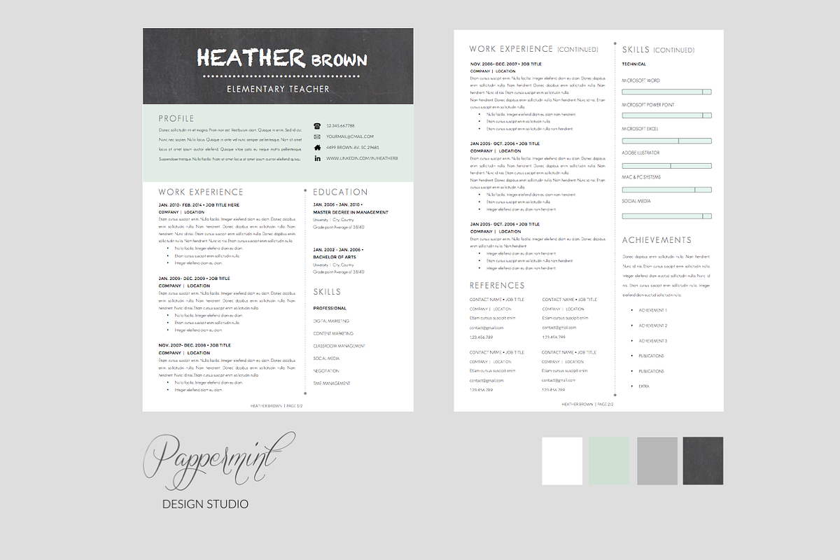Resume Template + Cover Letter WORD, a Resume Template by PAPPERMINT RESUME STUDIO (Photo 3 of 4)