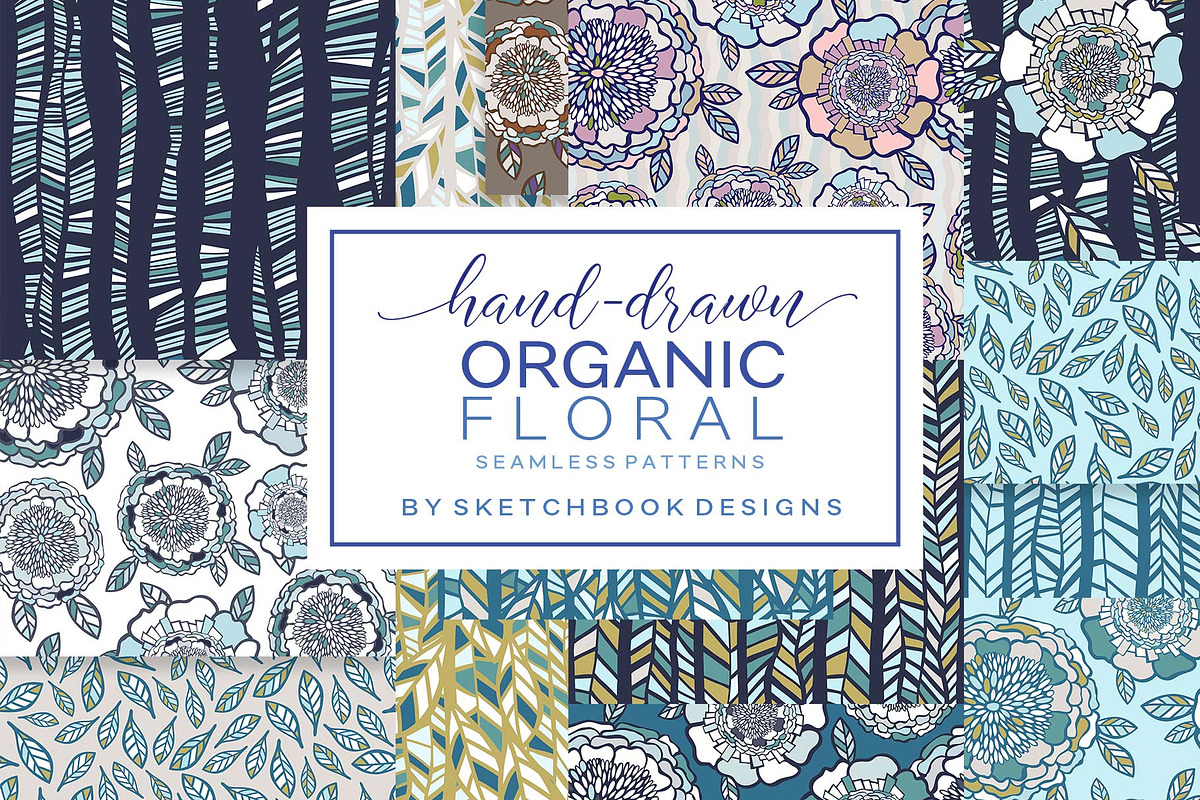 Organic Floral Seamless Patterns, a Pattern Graphic by Sketchbook Designs (Photo 1 of 10)