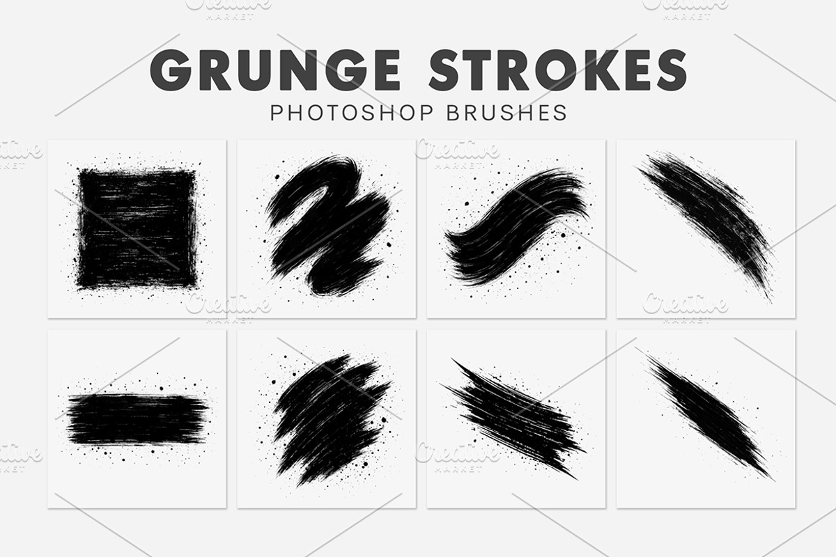 20 Grunge Strokes Photoshop Brushes, a Brush Add-On by AB-TheDesigner (Photo 3 of 4)