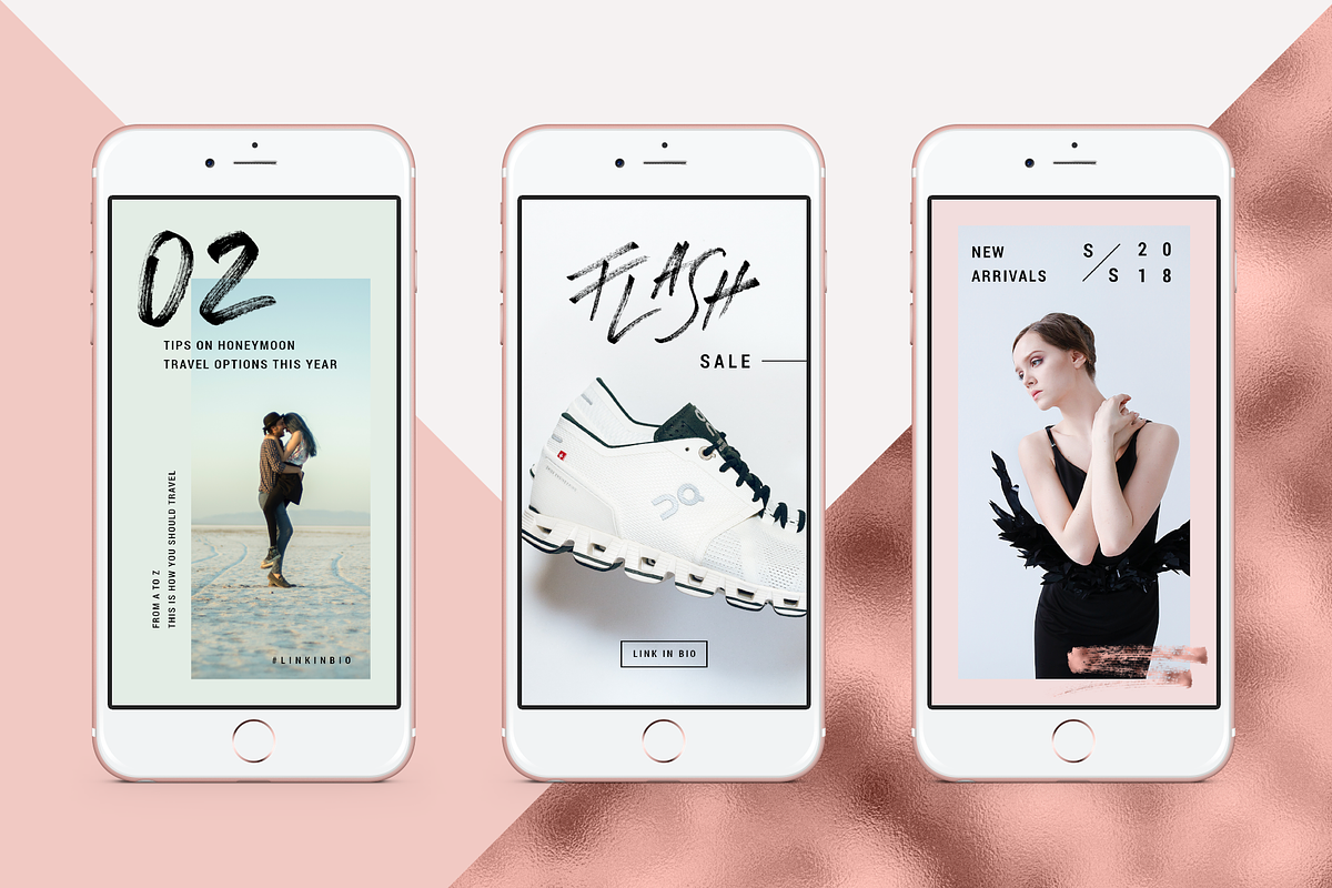 Rose Gold ANIMATED Instagram Stories, a Social Media Template by SilverStag Type Foundry (Photo 12 of 19)