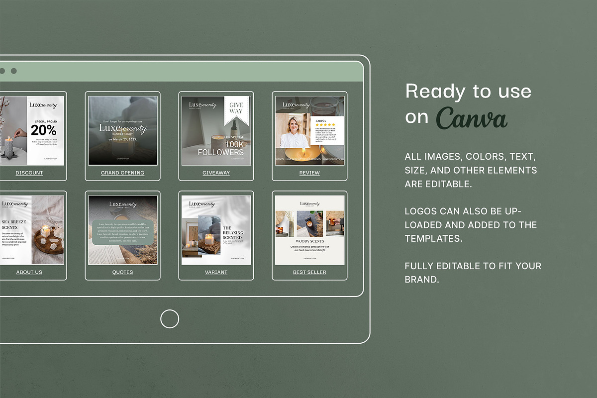 LuxeSerenity | Candle Canva Template, a Social Media Template by prajapixels (Photo 5 of 5)