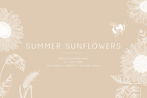 Summer Sunflowers Vector Graphics