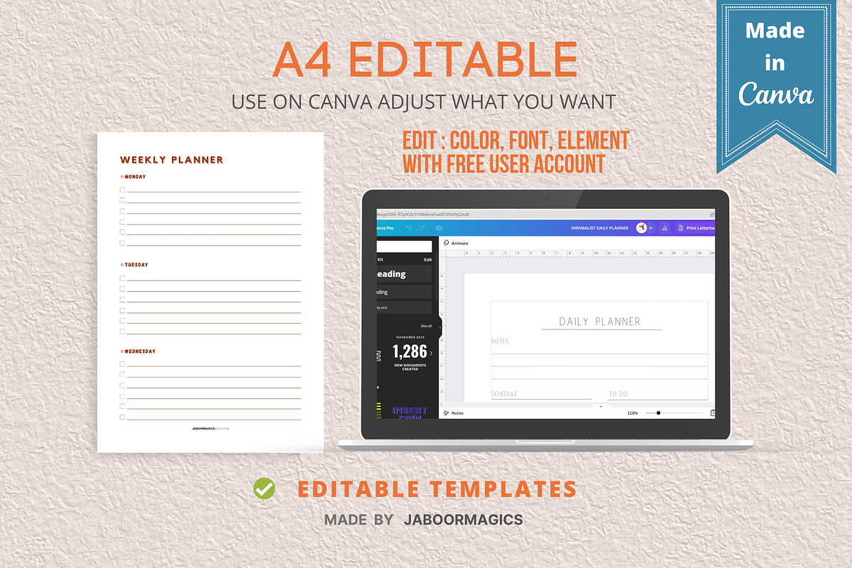 Weekly Planner Template, Canva, a Templates & Theme by Jaboor Magics (Photo 3 of 5)