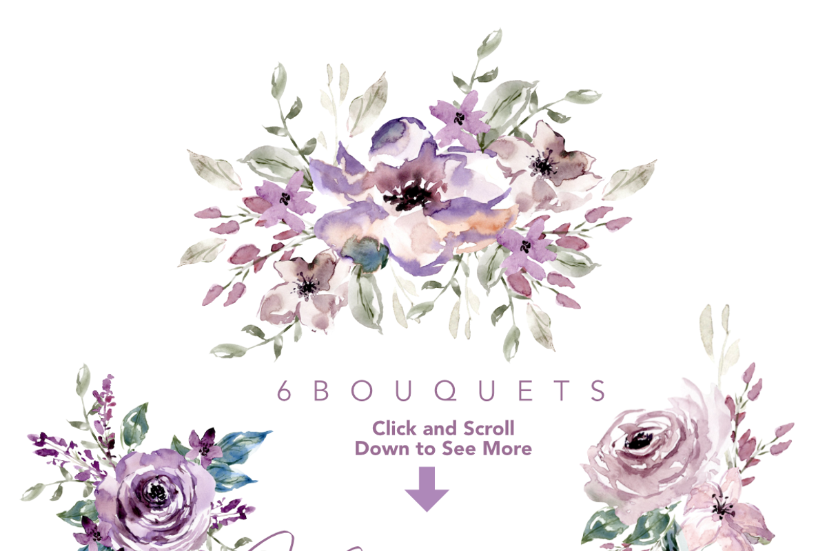 Watercolor Purple Blush Flowers, an Illustration by Feather Grace Designs (Photo 3 of 9)