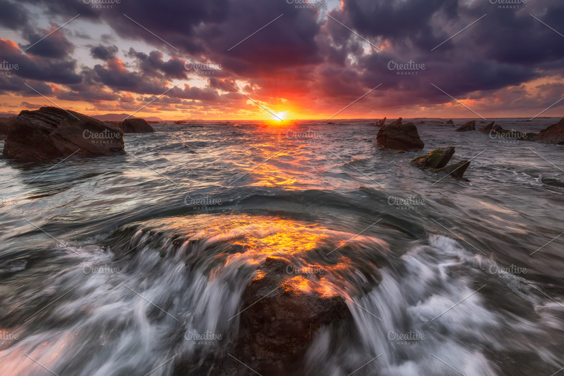 Sunset at barrika beach stock photo containing barrika and bizkaia, a Nature Photo by PhotoNature