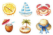 Watercolor Summer Cookies Clipart, an Illustration by SinaCreation (Thumbnail 7 of 7)