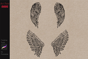 Wing Stamps Tattoo Ink Feather Angel