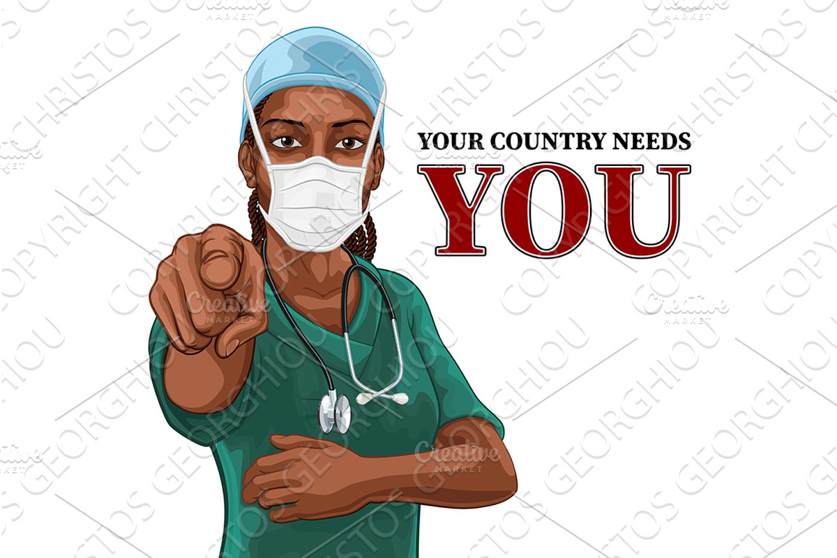 Black Woman Medical Doctor Nurse, a Healthcare Illustration by Christos Georghiou