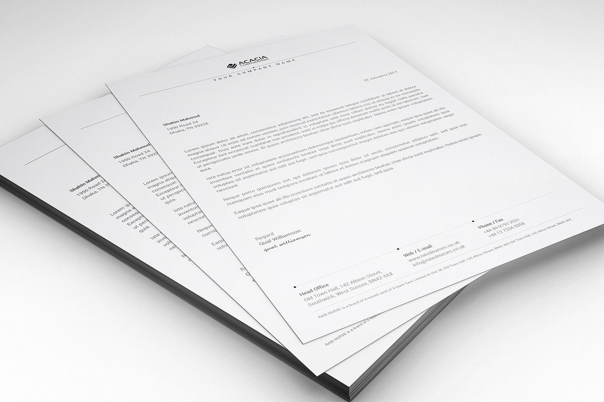 Simple Letterhead, a Stationery Template by DesignGhar (Photo 2 of 5)