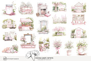 80 pink cottage clip art, a Seasonal Illustration by Poppy Lane Studio (Thumbnail 2 of 8)