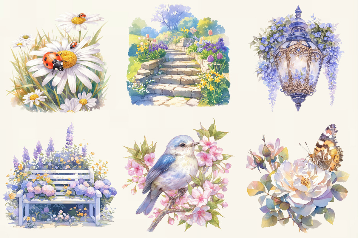 Spring Garden Sublimation Clipart, a Work Illustration by OK Design (Photo 3 of 3)