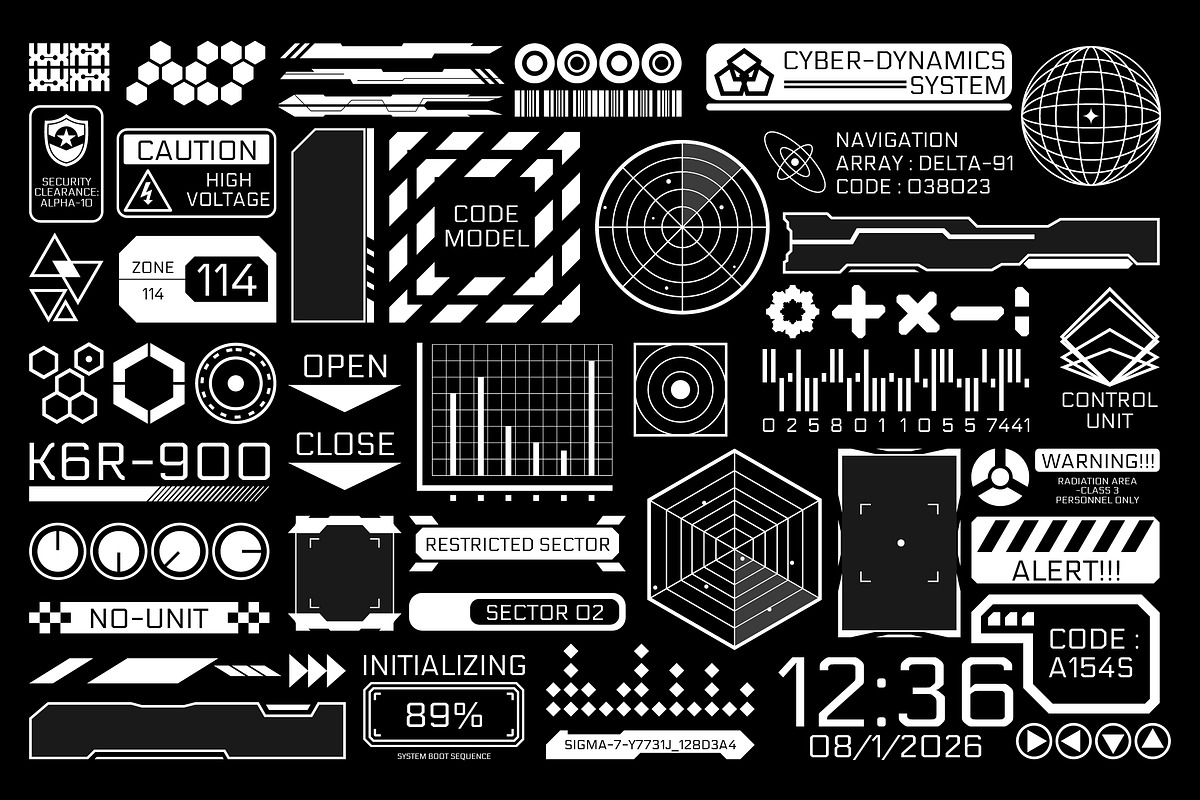 Neobrutalism Futuristic HUD Graphic, an Object Graphic by Sundaylab (Photo 2 of 3)