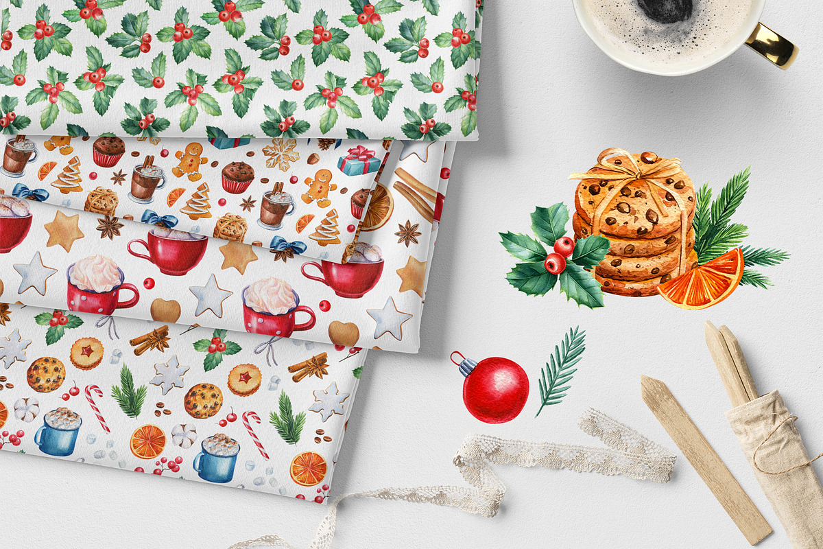 Christmas sweets and hot drinks, a Decorative Illustration by Hanna Hryharenka (Photo 4 of 15)