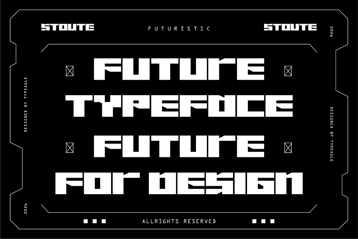 Stoute - Futuristic Display Font, a Sans Serif Font by Typeagle (Photo 3 of 9)