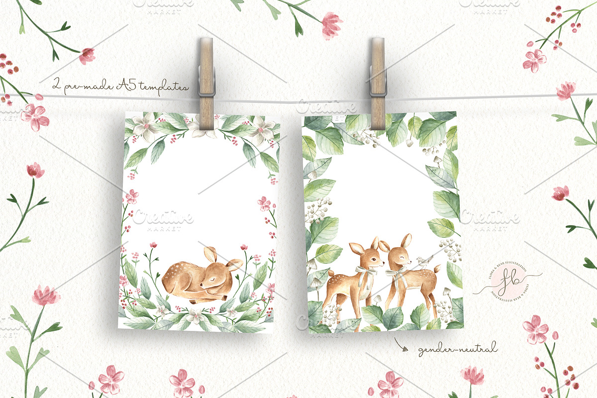 Baby Deers Watercolor Set, an Animal Illustration by Flora+Bear (Photo 7 of 8)