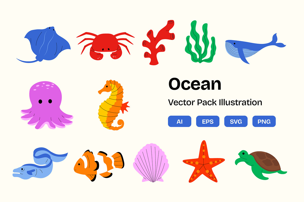 Ocean Illustration Pack, an Object Graphic by MikroType Std